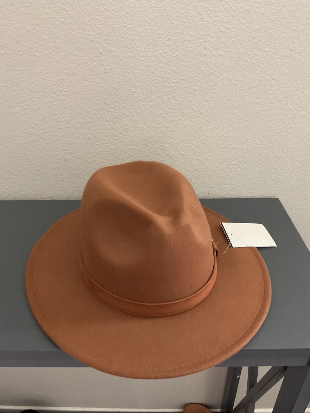 Women's Wide Brim Felt Fedora Hat - Tan